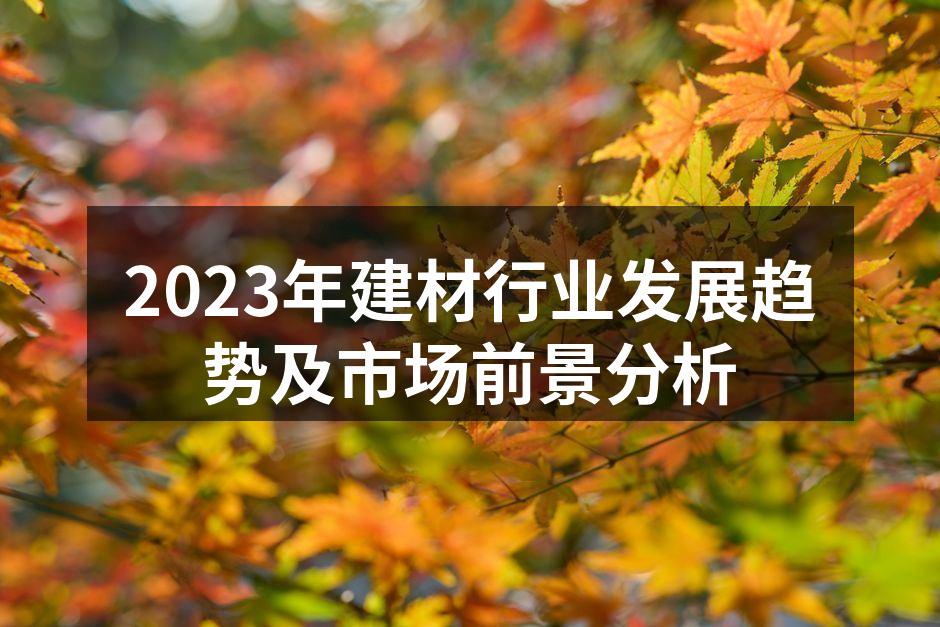 2023年建材行业发展趋势及市场前景分析